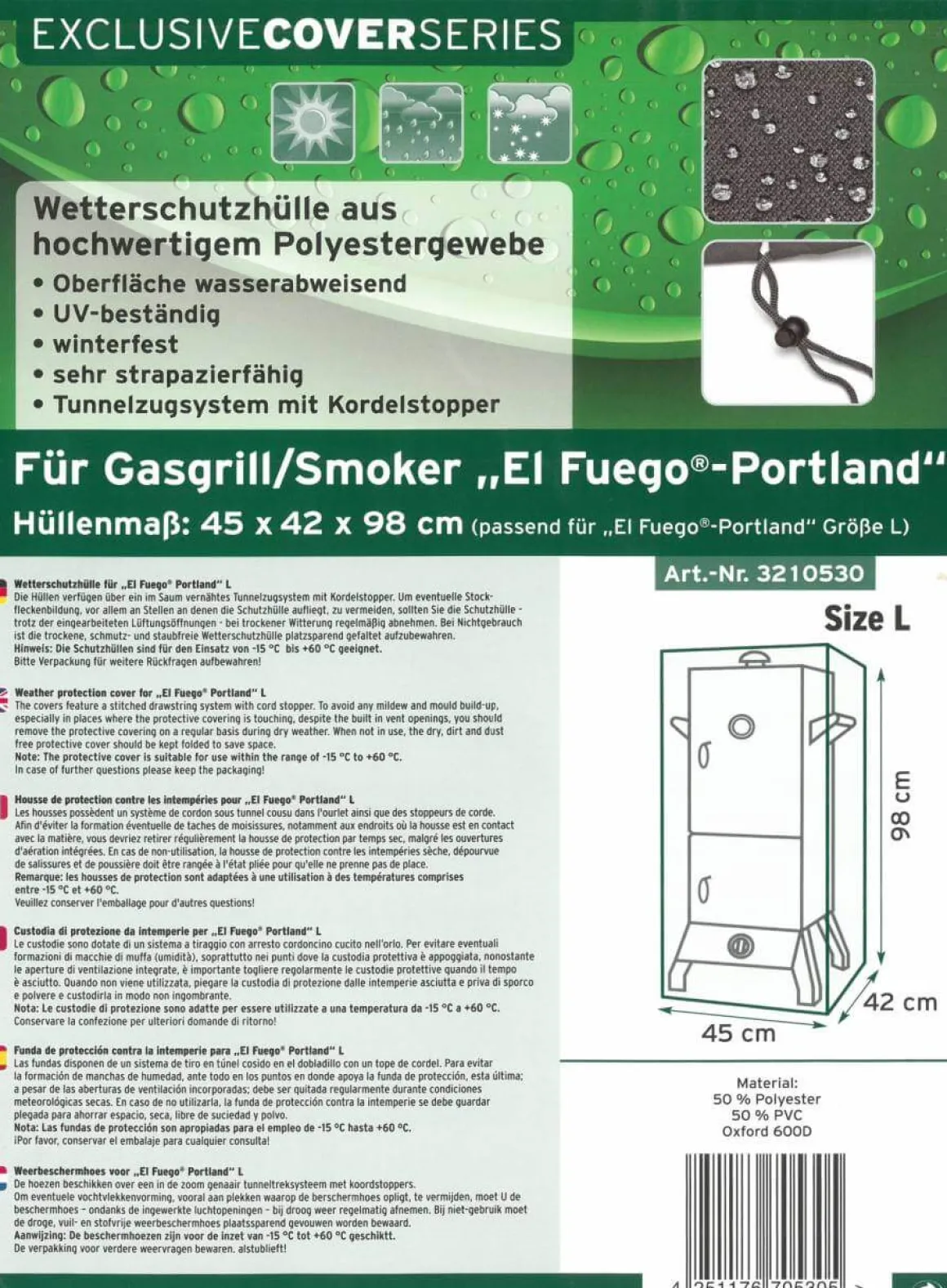 Abdeckhaube Portland (AY317) anthrazit - El Fuego
