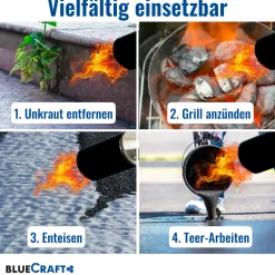 Abflammgerät Auftaugerät mit Piezozündung Unkrautvernichter mit Gas-Druck-Regler und Lecksuchspray