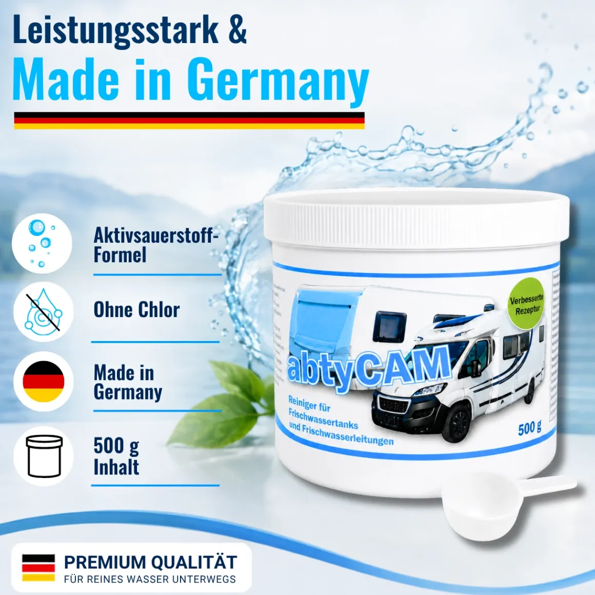 abtyCAM Frischwassertankreiniger 500g für Wohnmobil & Wohnwagen