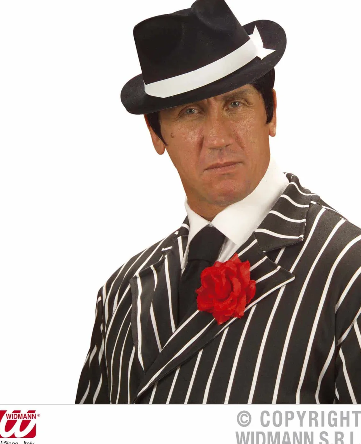Accessoire: Schwarzer beflockter Gangster Hut