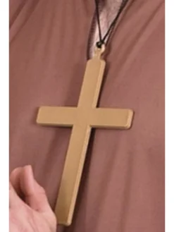 Accessoires: PVC Mönchskreuz, Gold  mit schwarzer Schnur
