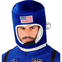 Astronautenhelm mit Miktrofon, blau für  Erwachsene