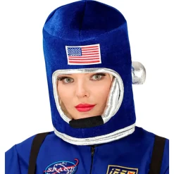 Astronautenhelm mit Miktrofon, blau für  Erwachsene