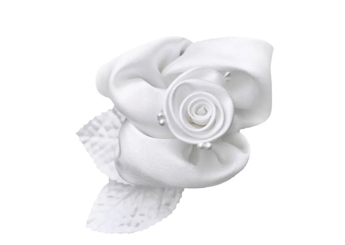 Autoschmuck: Satinrosen, weiß - 10 Stück mit Saugnapf, ca. 6,5 cm Dm
