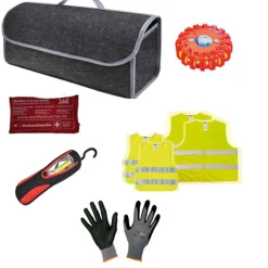 Auto-Sicherheitset, Pannenset   12-teilig, Warnwesten, Handschuhe, Verbandstasche