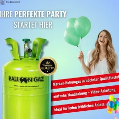 Ballongas Helium Einweg Flasche 30 -  Heliumflasche mit 30 Ballons
