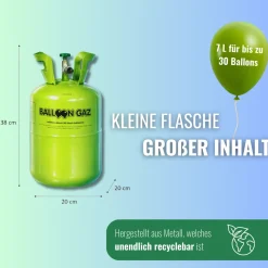 Ballongas Helium Einweg Flasche 30 -  Heliumflasche mit 30 Ballons