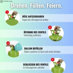 Ballongas Helium Einweg Flasche 30 -  Heliumflasche mit 30 Ballons
