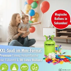 Ballongas Helium Einweg Flasche 30 -  Heliumflasche mit 30 Ballons