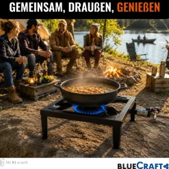 4-Bein Gas-Hocker-Kocher mit Zündsicherung  Piezozündung mitGasschlauch und Gasregler
