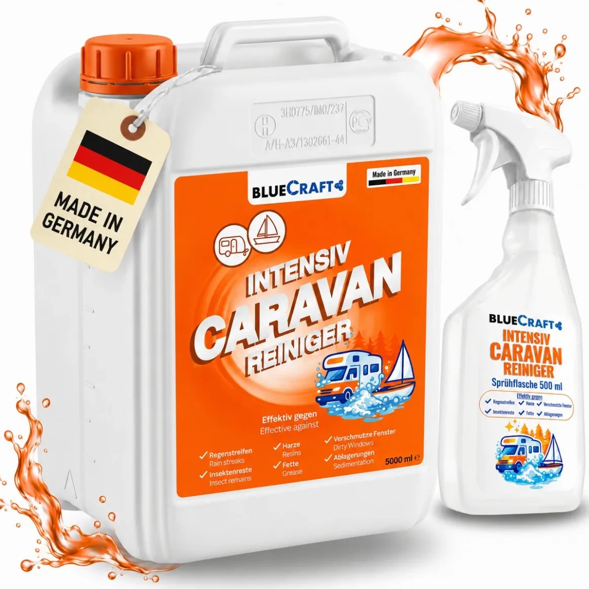 Bluecraft Caravan Intensivreiniger 5L - für Reisemobile und Boote mit Sprüh-Mischflasche 500 ml