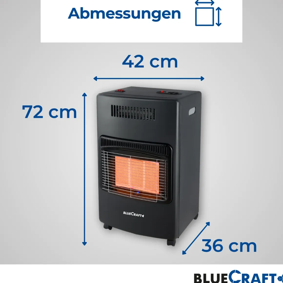 BlueCraft 3 in 1 Infrarot Gas Heizofen 4,2 kW mit Anschlusszubehör und 11 kg Gasflasche ungefüllt