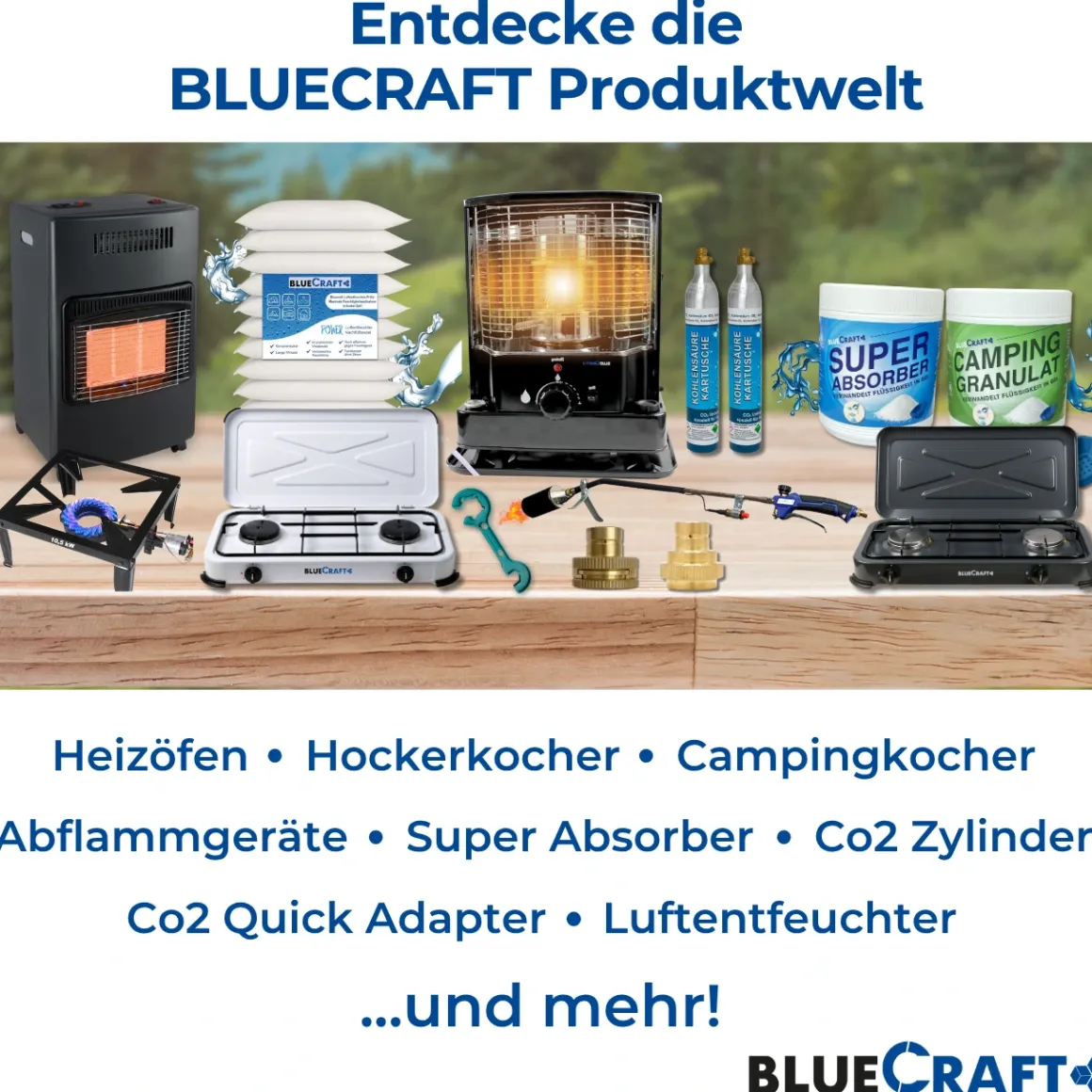 BlueCraft 3 in 1 Infrarot Gas Heizofen 4,2 kW mit Anschlusszubehör und Gasdruckregler für Innenräume