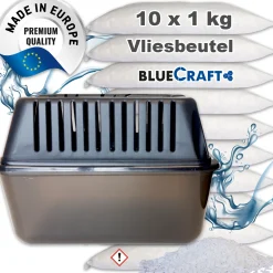 Bluecraft Luftentfeuchter Granulat Box MEGA mit 10x 1kg Vliesbeutel Nachfüllpack Raumentfeuchter