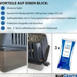 Bluecraft Luftentfeuchter Granulat Box MEGA mit 3x 1kg Vliesbeutel Nachfüllpack Raumentfeuchter