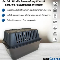 Bluecraft Luftentfeuchter Granulat Box MEGA mit 3x 1kg Vliesbeutel Nachfüllpack Raumentfeuchter