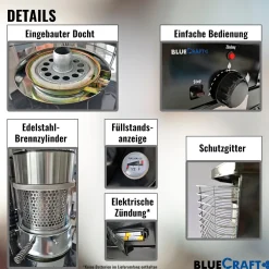 BlueCraft Petroleum Heiz-Ofen ZT-85 inklusive Handpumpe