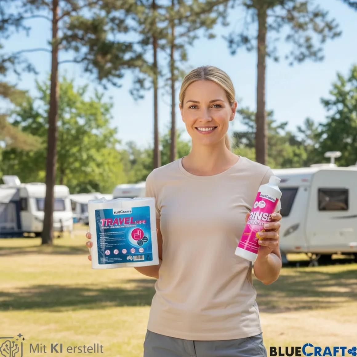Bluecraft Rinse Konzentrat 1L + 4 Rollen Toilettenpapier Travel Wipe