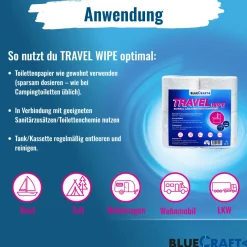 Bluecraft Travel Wipe -  Toilettenpapier im 4er Pack schnell löslich