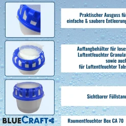 CAGO Raum Luftentfeuchter Box CA 70 mit 1kg Granulat Nachfüllbeutel