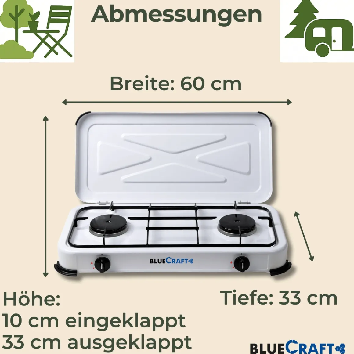 Camping-Gas-Kocher Mobi 2-flammig, weiss