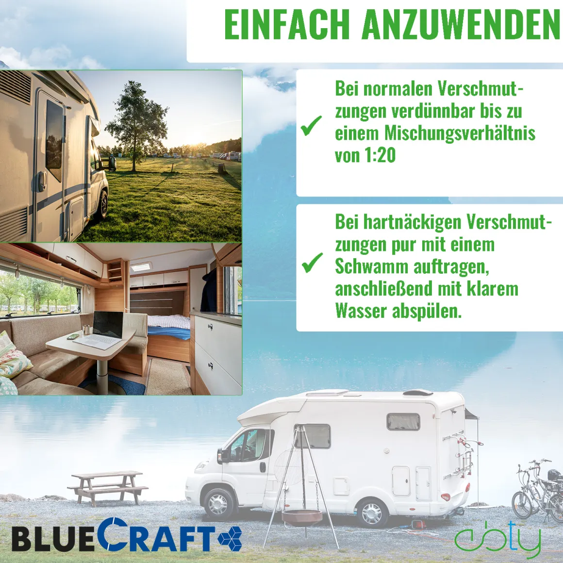 Campingreiniger abtyCAMgreen 1L - Premium Camping-/Caravanreiniger aus nachwachsenden Rohstoffen