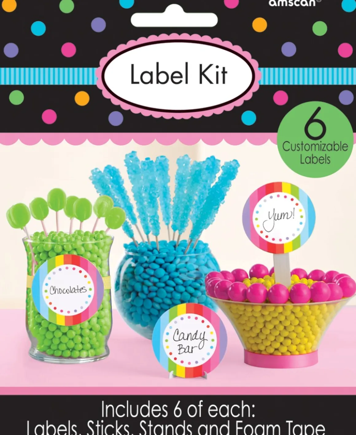 Candy Buffet: Label Kit, bunt 6 Stk.