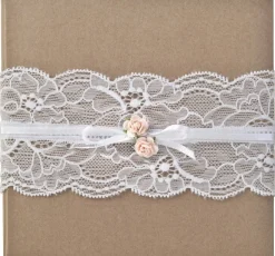 CD/DVD Karte: Kraftpapier mit Spitze und hellrosa Rosen - 2 Fächer, 14 x 13,8 cm