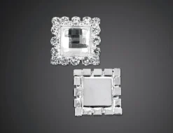 Deko: Applikationen mit Stein - 2 Stück silber-metallic, 15 mm