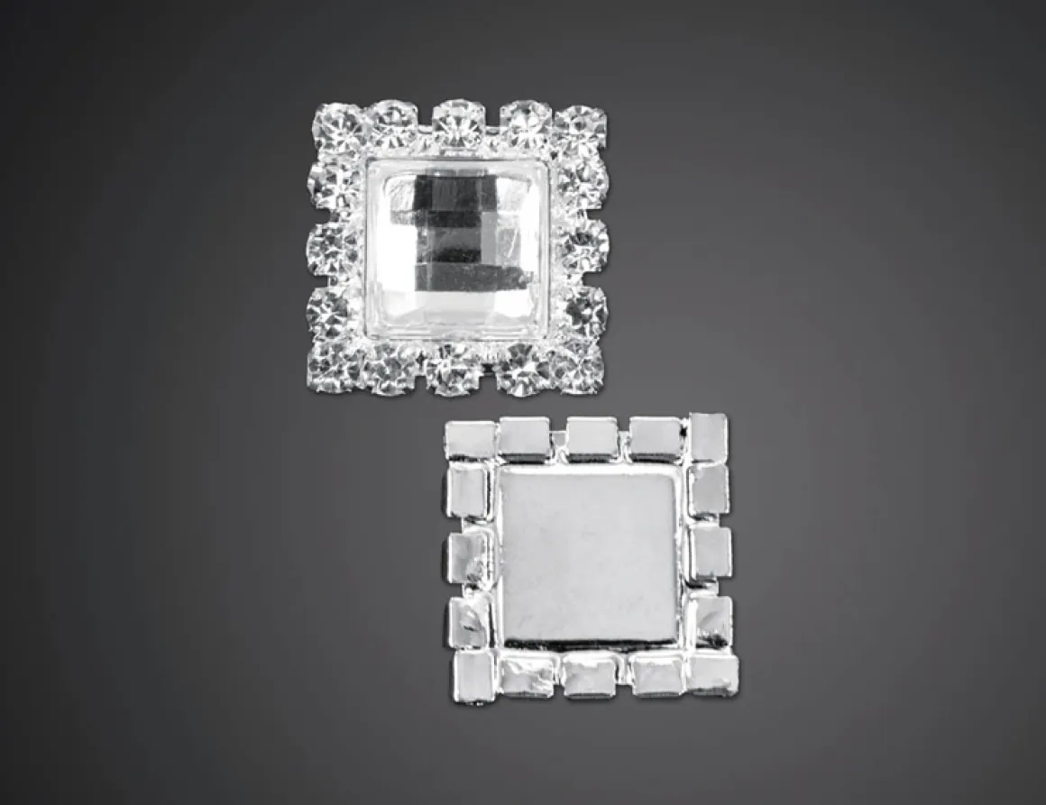 Deko: Applikationen mit Stein - 2 Stück silber-metallic, 15 mm