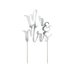 Deko: Cake Topper Mr. & Mrs.   Größe: 25  cm      Farbe :  Silber