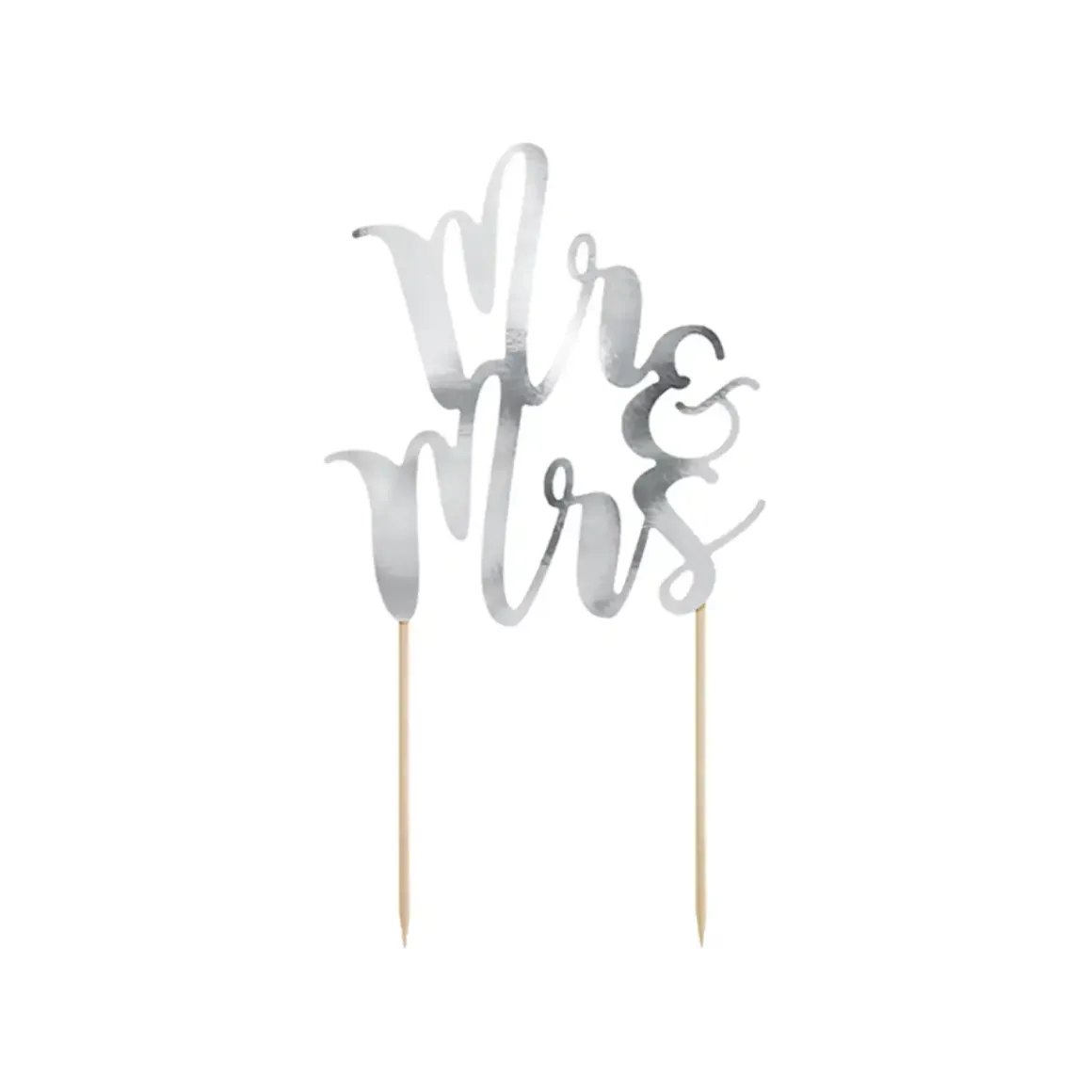 Deko: Cake Topper Mr. & Mrs. Größe: 25 cm Farbe : Silber