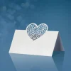 Deko: Platzkarten / Tischkarten - 10 Stück 9 x 6,5 cm, Herz, perlweißes Papier