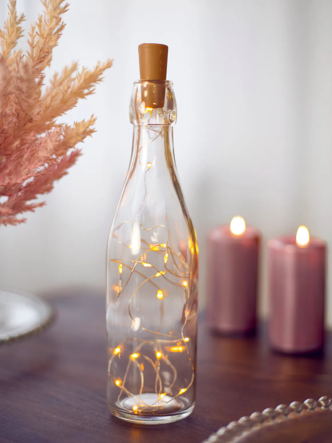 Dekoration: Flaschen LED Licht mit Kork