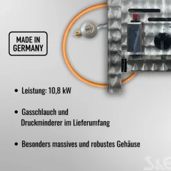 Edelstahl-Gastrobräter Grill 3-flammig  mit Rost-Set & Anschlusszubehör