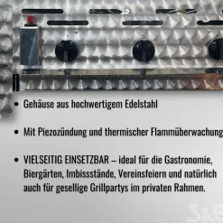 Edelstahl-Gastrobräter Grill 3-flammig  mit Rost-Set & Anschlusszubehör