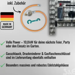 Edelstahl-Gastrobräter Grill 3-flammig mit Stahlblechpfanne