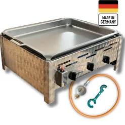 Edelstahl-Gastrobräter Grill 3-flammig mit Stahlblechpfanne