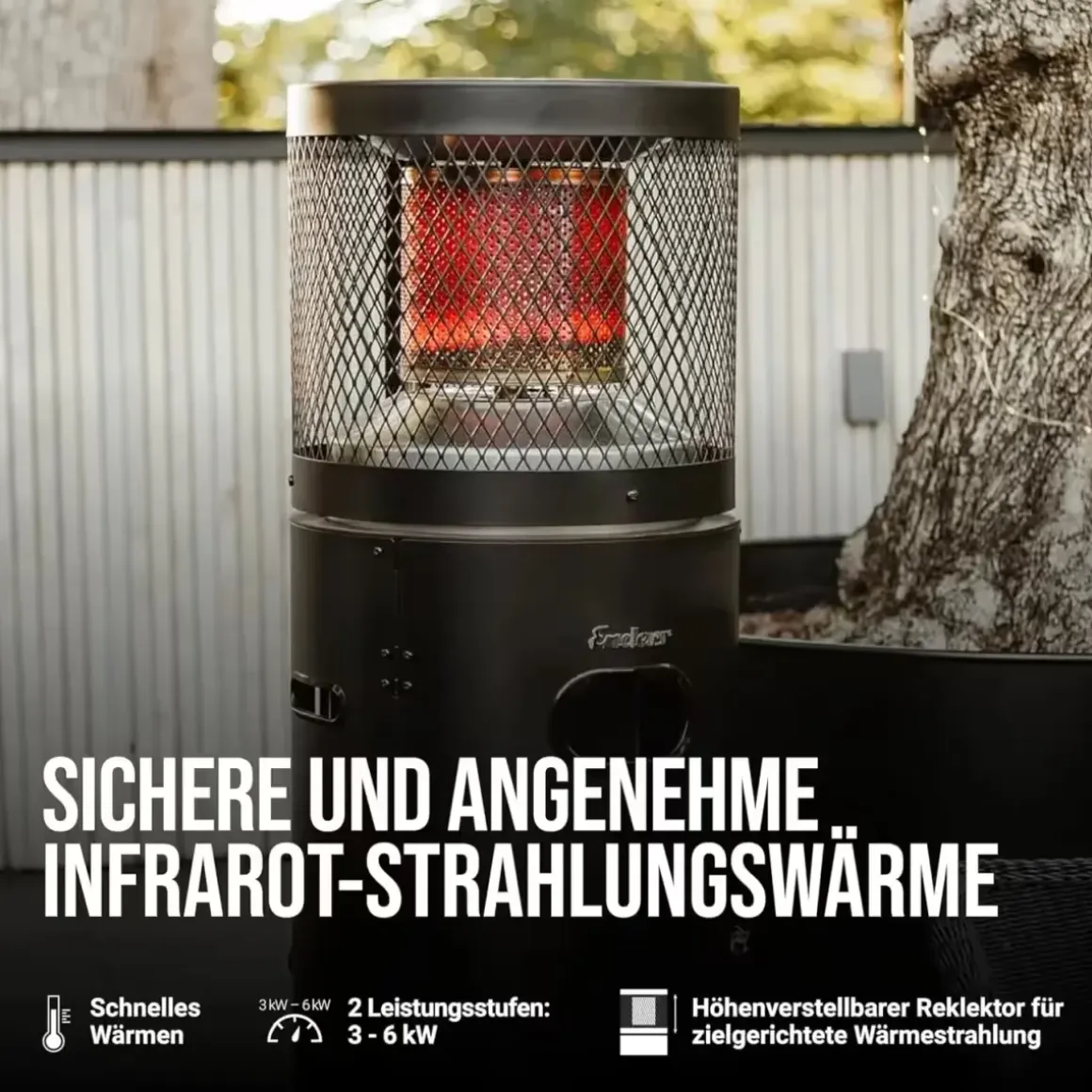 Enders Terrassenstrahler Heizstrahler Polo 2.0 Black Edition mit Abdeckhaube