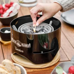 Feuerhand Tamber Tischgrill kompakter Holzekohlegrill für Balkon & Camping schwarz