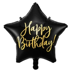 Folienballon: Birthday Star, schwarz Größe: 40 cm