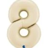 Folienballon: Zahl 8, cream  Gr.: ca. 100 cm