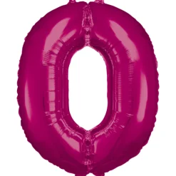 Folienballon: Zahl 0, Magenta