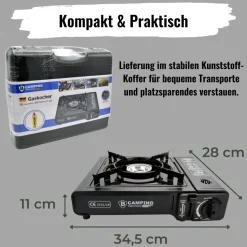Gaskartuschen Camping Kocher 1-flammig, mit 8x Butangas Kartusche 227g