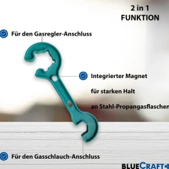 Gasreglerlöser für Gasflaschen 5-11 kg mit Magnet  + Schlüssel 17mm für Überwurfmutter 1/4
