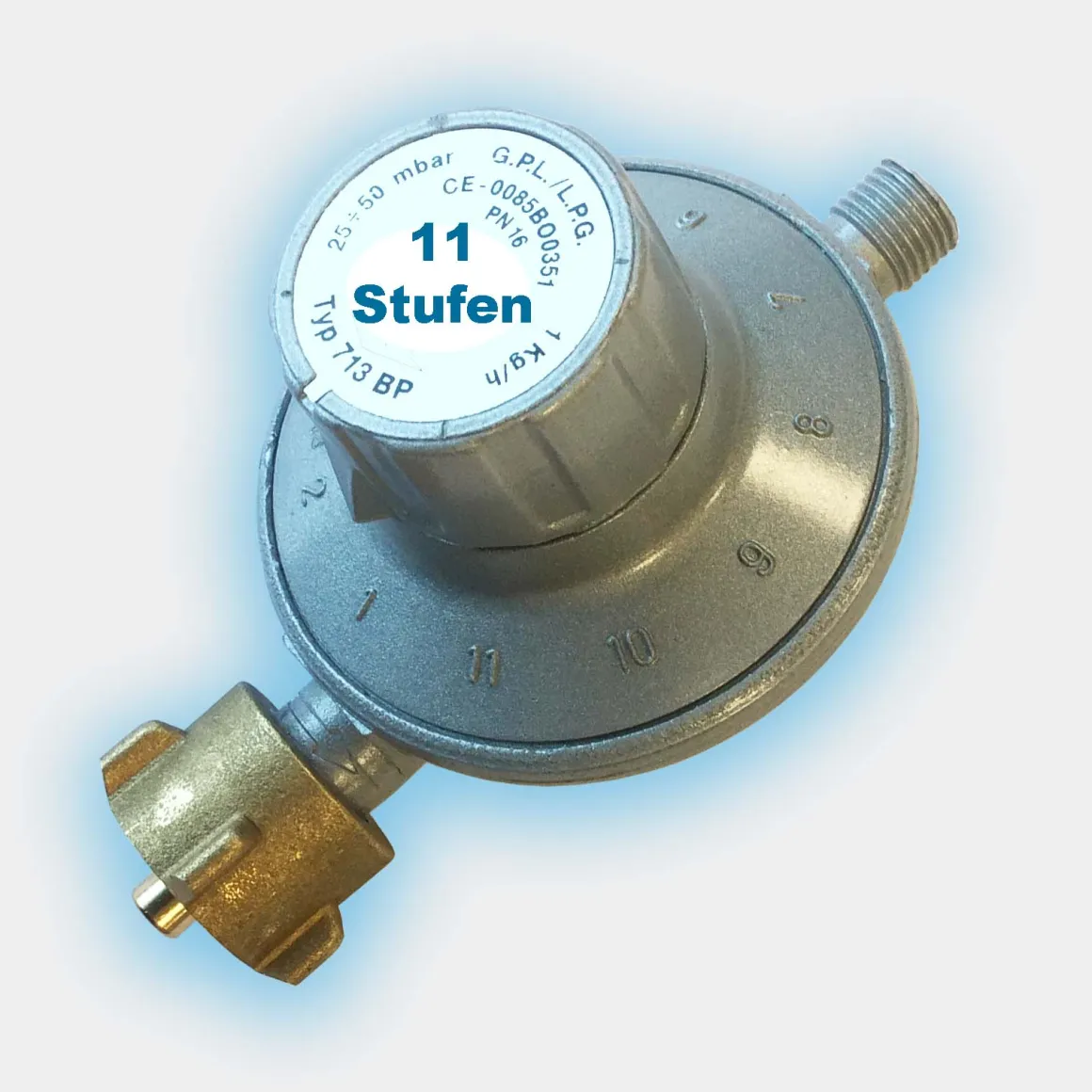 Gasregler 11-Stufen-Regler 25-50 mbar verstellbar Propan Druckminderer 30