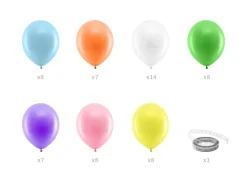 Girlande: Ballons Regenbogen  / 1Pak. 60 Stk.