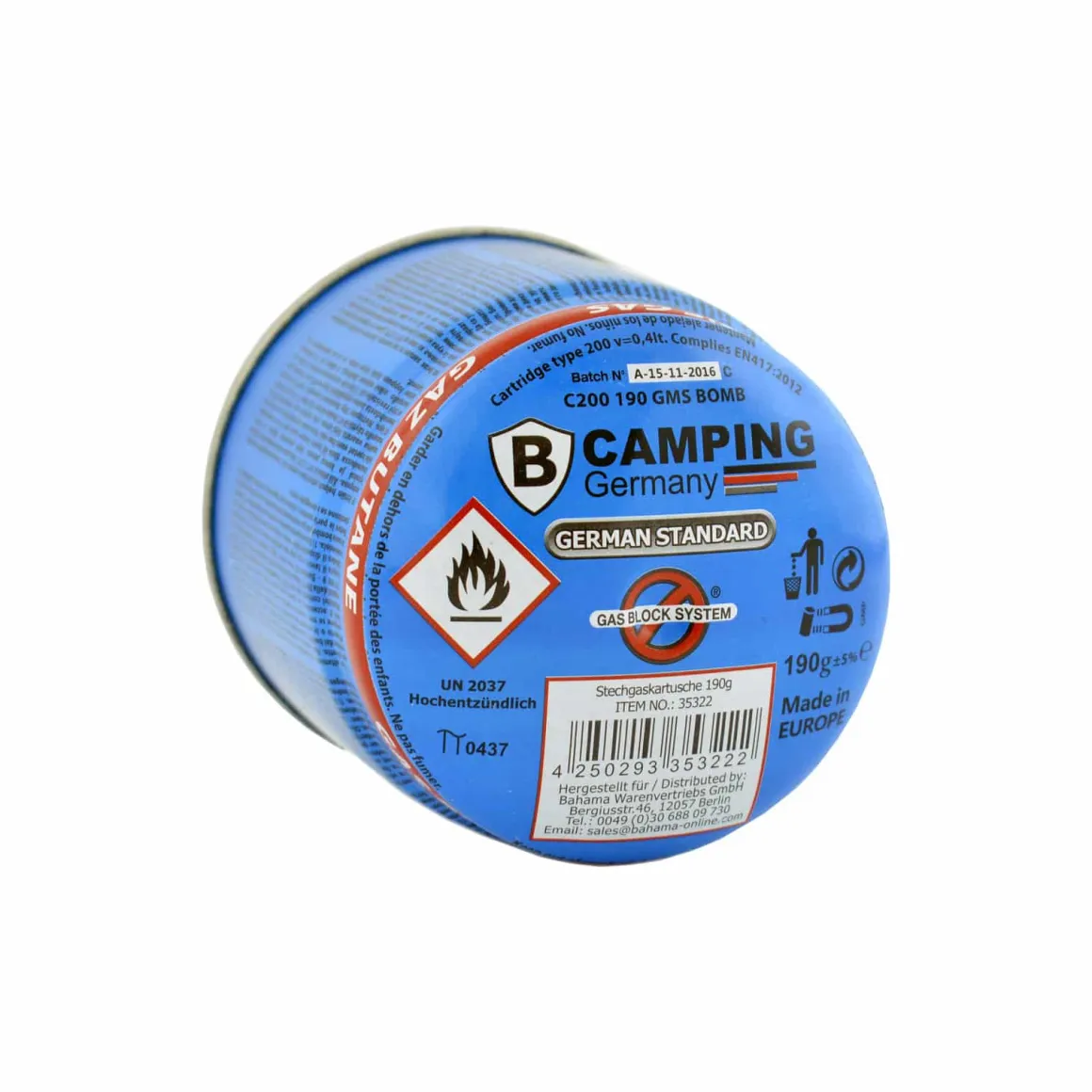 Kartuschenkocher Vulcan 3000 mit Piezozündung mit 4x 190g Butangas Stechkartusche