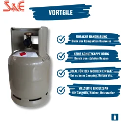 2,5kg Propangas-Flasche mit Kragen, ungefüllt, kompakt und leicht