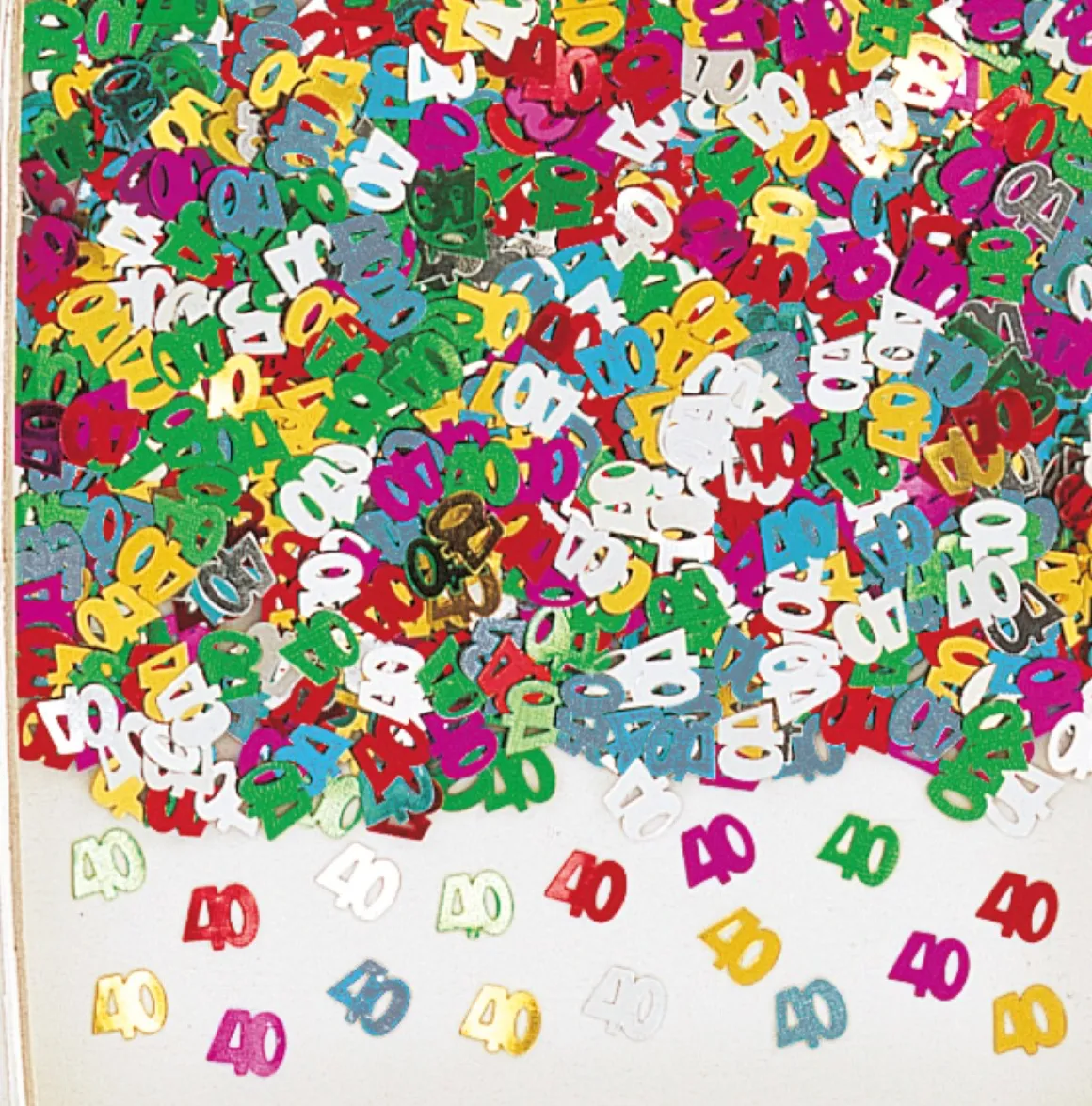Konfetti: Zahl 40 bunt metallic Mix 14 g.